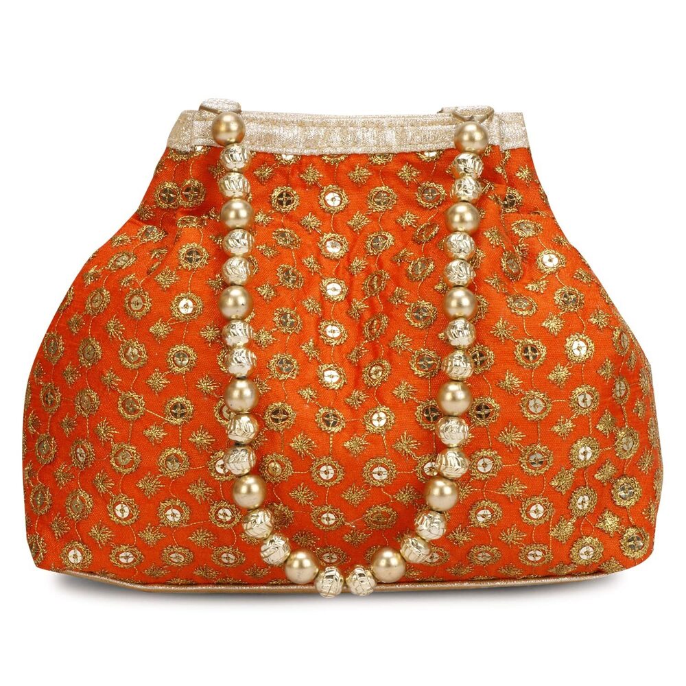 5476 Suman Enterprises Indian Ethnic Potli Bag Orange